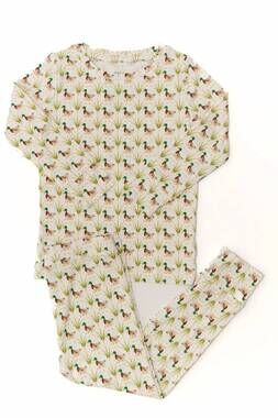 NEW UPTOWN BABY kids ducks bamboo pajama set in beige